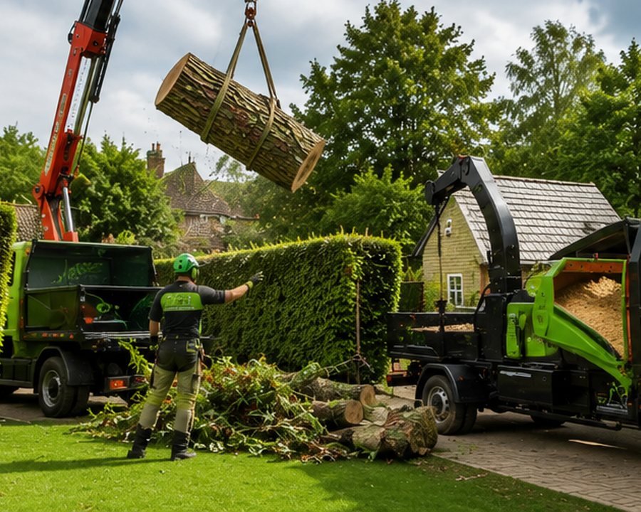 Chipping and removing arisings after tree work